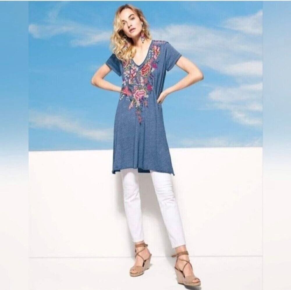 Johnny Was Adeline Short Sleeve Draped Long Sleeve V-Neck Tunic size XL